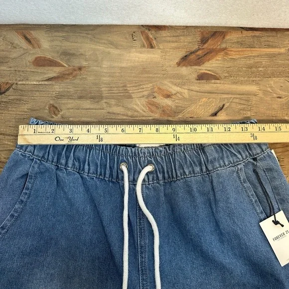 Forever 21 Womens Drawstring Blue Jean Pants Medium - Picture 6 of 8